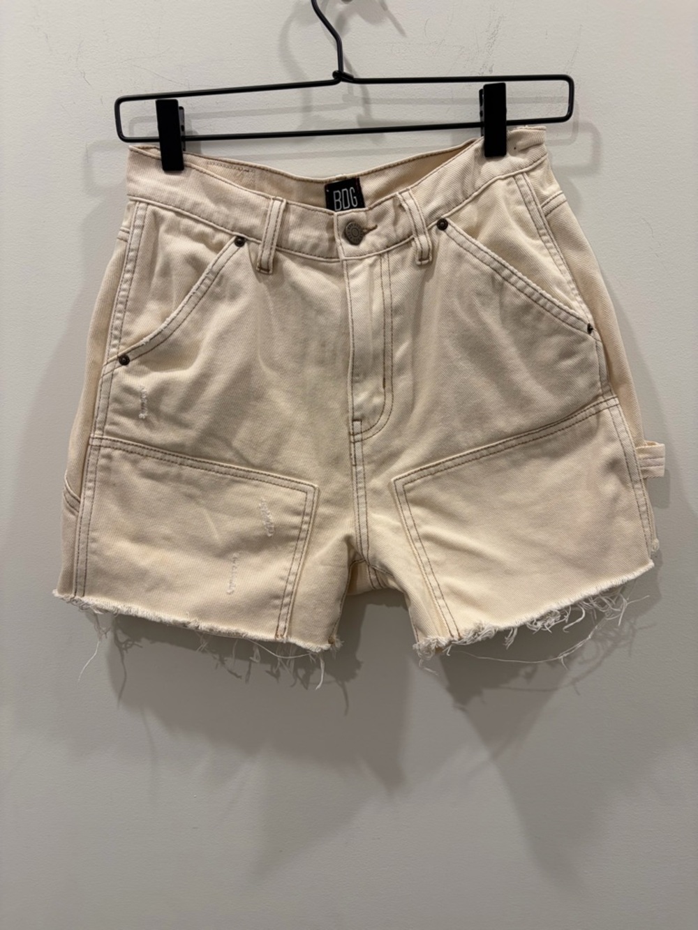 BDG‎ Urban Outfitters Cream Cut Off Carpenter Jean Shorts